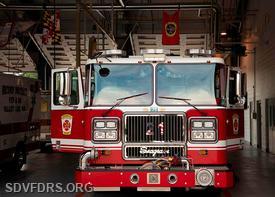 Engine Company 21 wagon from Baltimore City Fire Department sits inside the SDVFD&RS on 7/5/2023